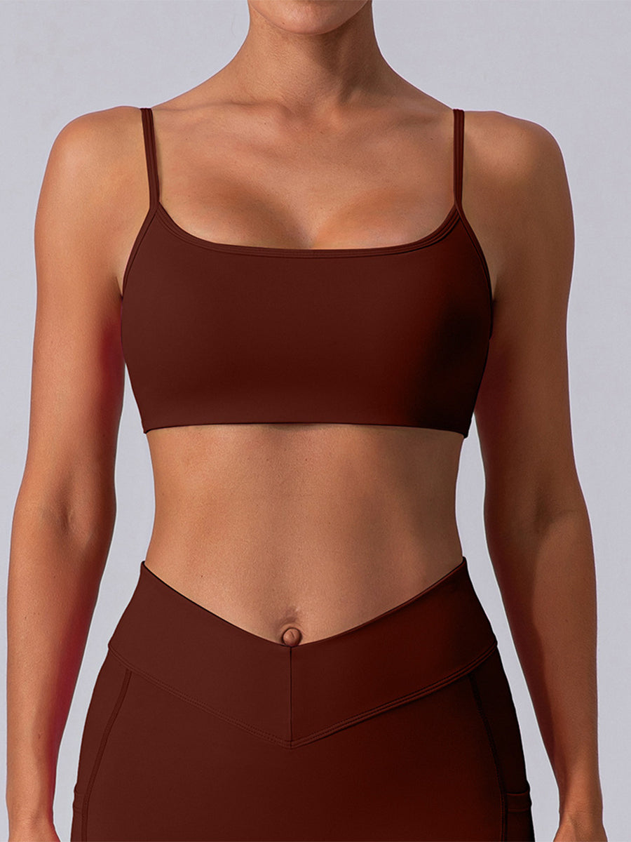 2pcs Sleeveless Cami Skin-Friendly Sports Set Workout Set Fitness Yoga Suit with Chest Pads