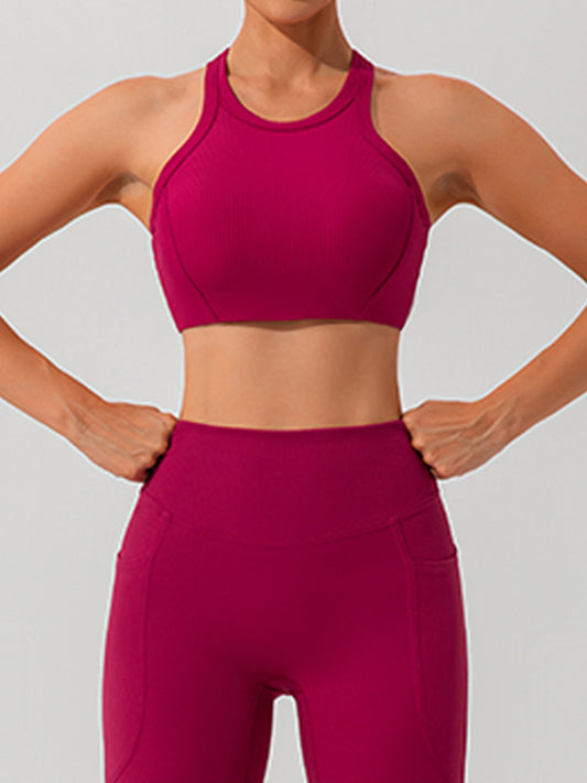 2pcs Sleeveless Tank Skin-Friendly Sports Set Workout Set Fitness Yoga Suit with Chest Pads