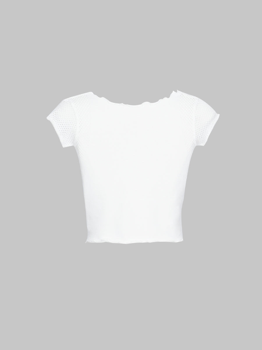 Butterfly Print Short Sleeve Crop Top