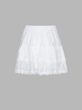 White Lace Puffy Skirt with Lining