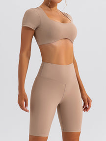 Sports Basic Seamless High Stretch Yoga Exercise Suit With Hollow Out Back Design For Women