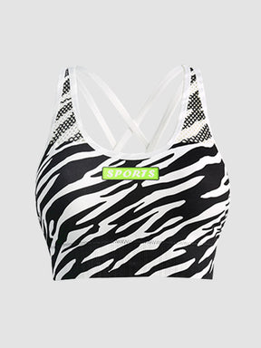 Summer Printed Cross Strap Short Sports And Casual Tank Top With Chest Pads