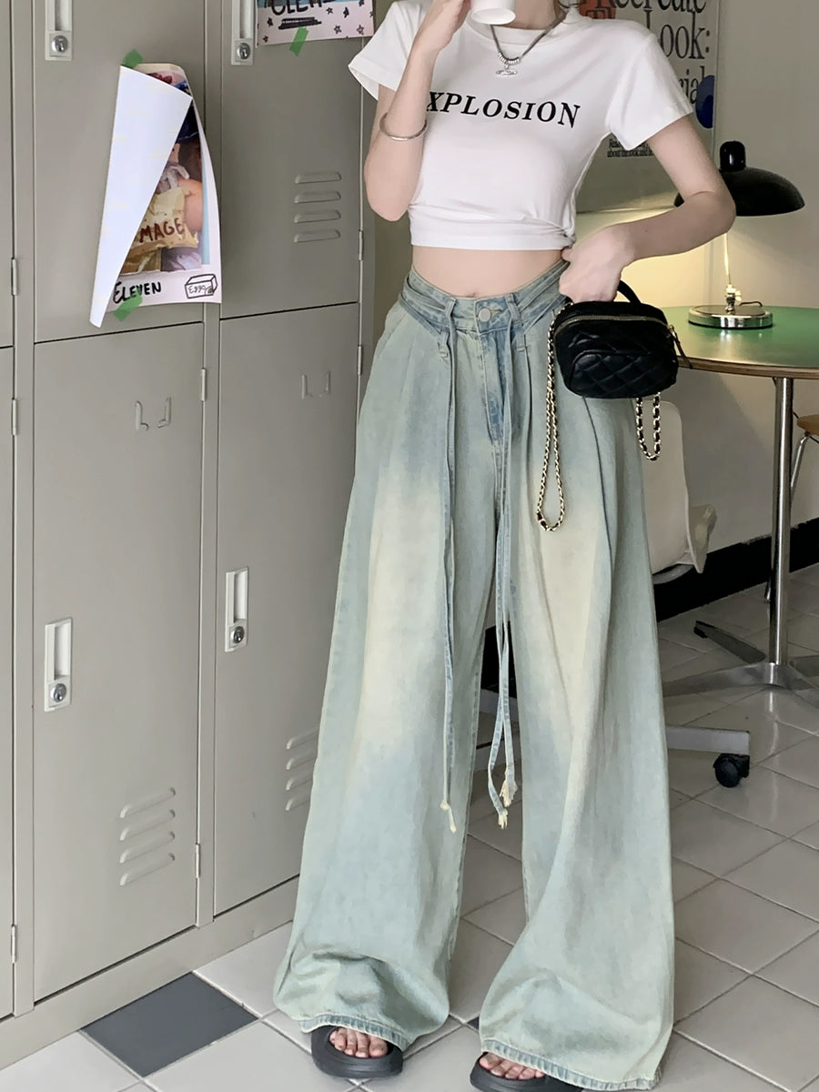 Vintage Light Blue Long Loose Fit Denim Jeans