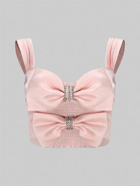 Solid Color Satin Bow Cami Top