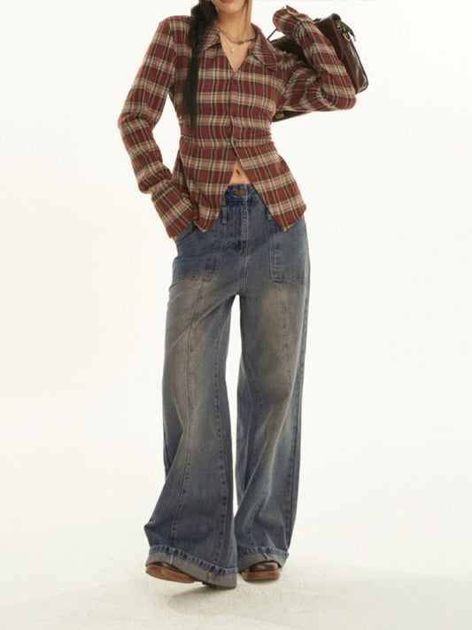 Vintage Loose Fit High Waist Y2K Straight Leg Denim Jeans