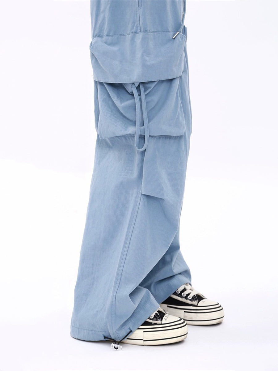 Casual Light Blue Loose Fit Cargo Sweatpants