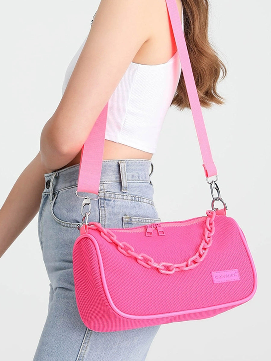 Fashion Mesh Solid Color Sport Bag