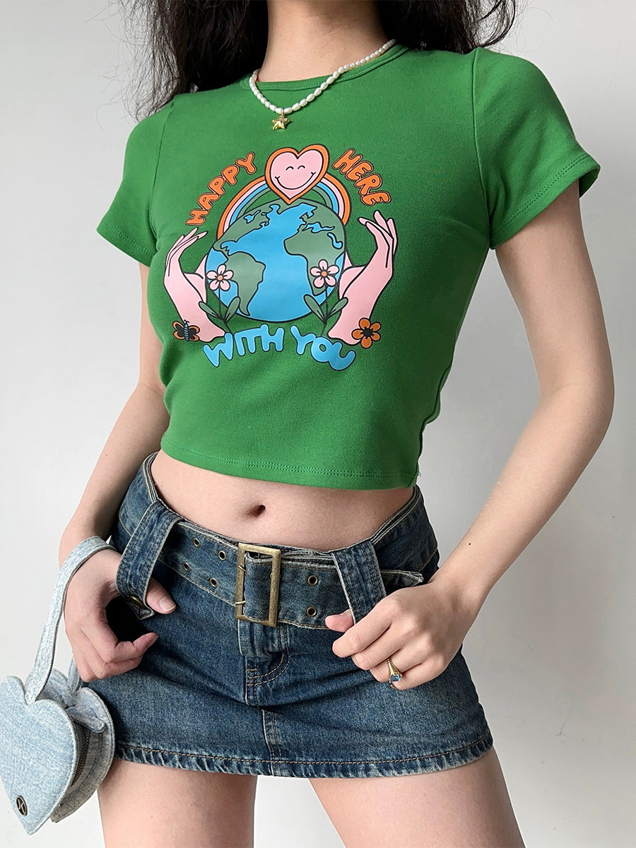 Cotton Green Crop Top