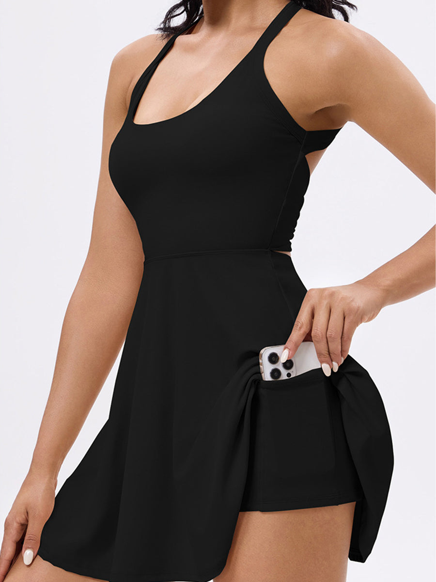 Women Summer Short Romper Dress Tennis Active Sports with Boy Shorts Underwear