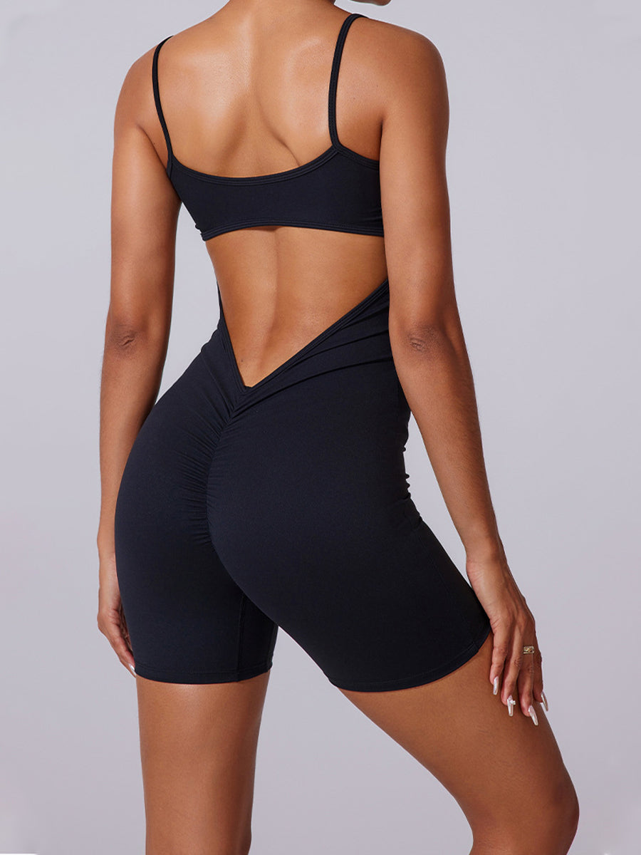 Plain Backless Straps Unitards Skin-Friendly Sleeveless Romper