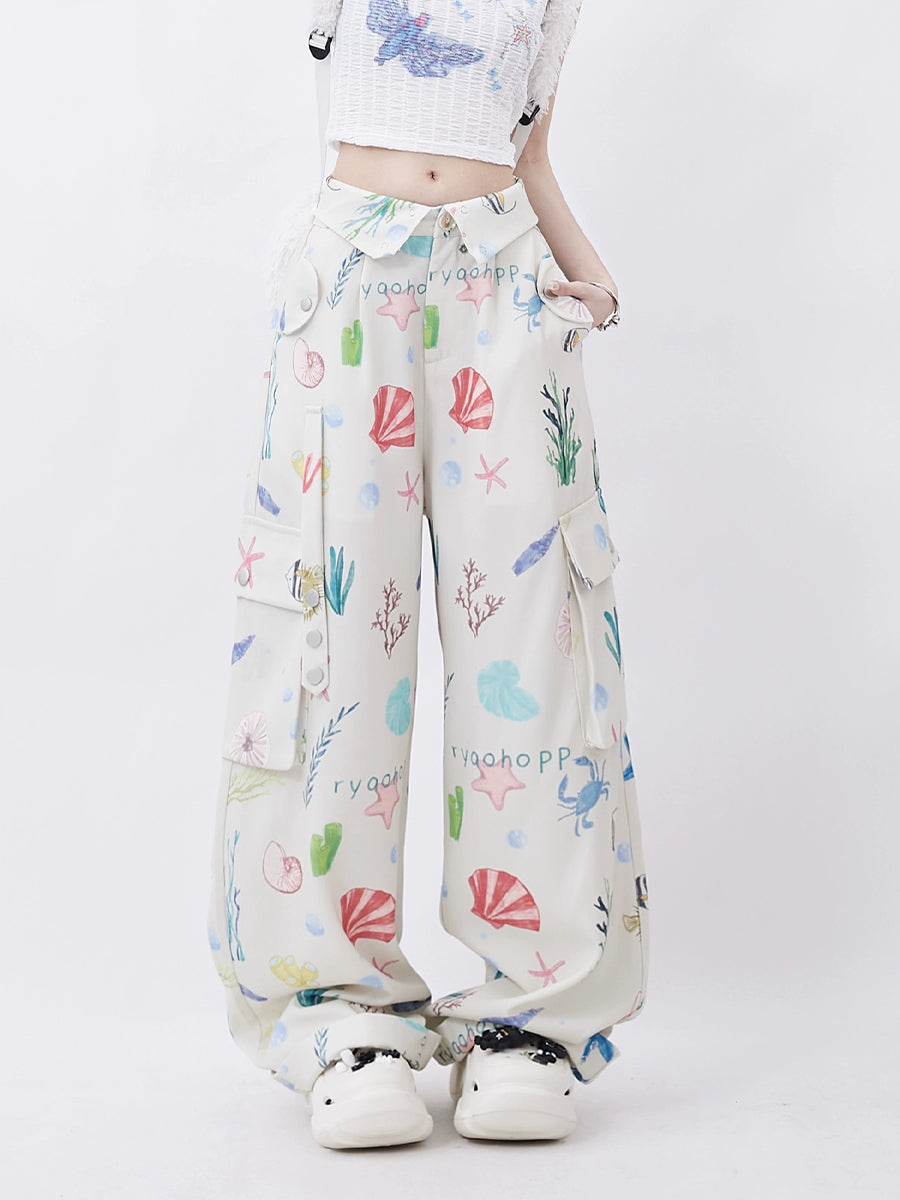 Cartoon Patterned Loose Fit Casual Pants