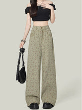 High-Waisted Floral Patterned Loose Jeans