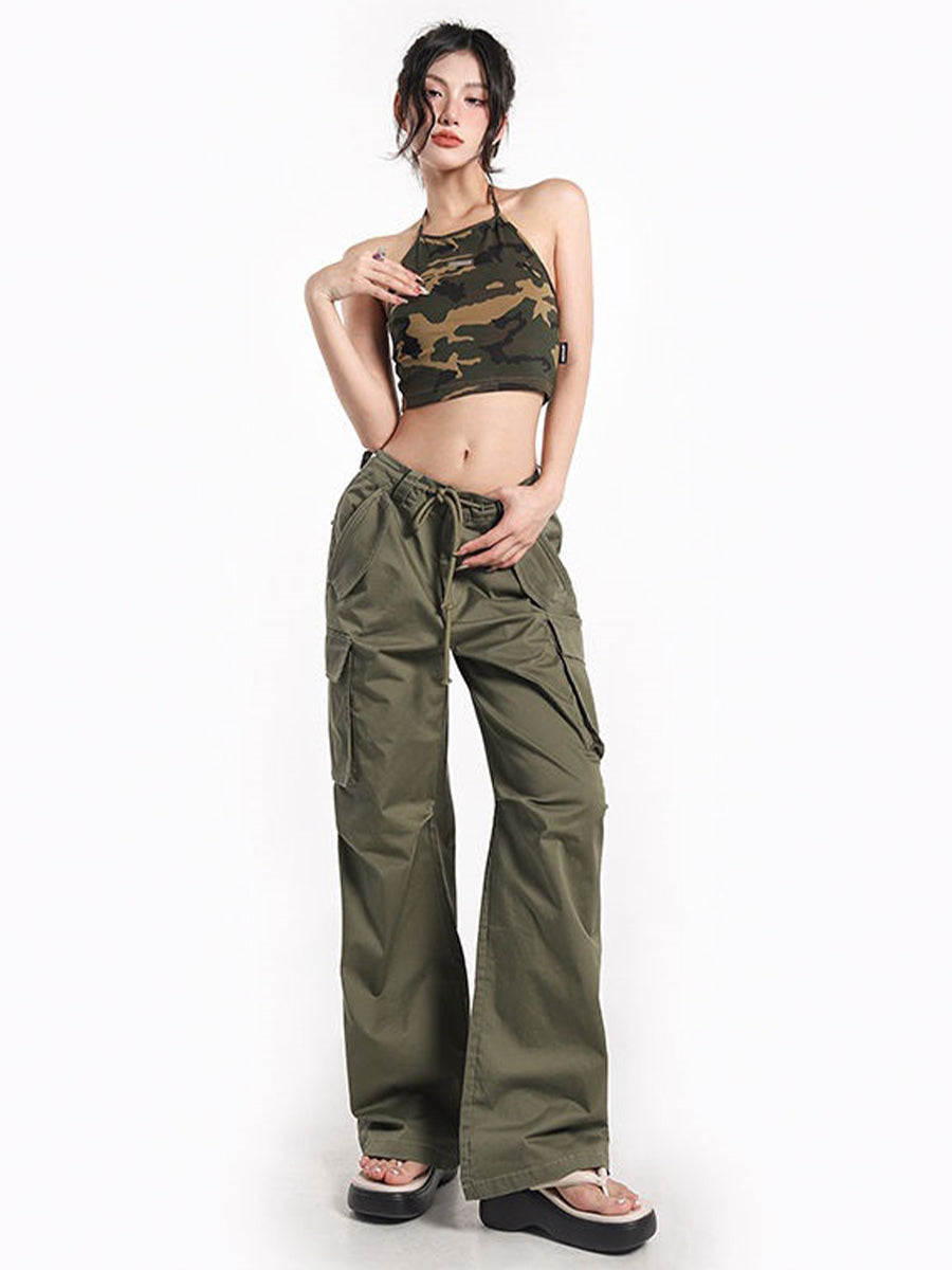 Camouflage Backless Halter Top