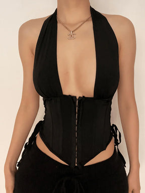 Solid Colors Corset Shapewear For Women Tummy Control Halter Top