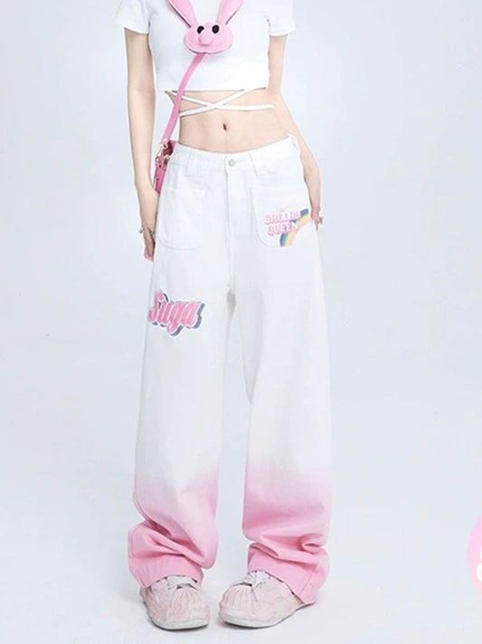 SUGA Pink and White Denim Jeans