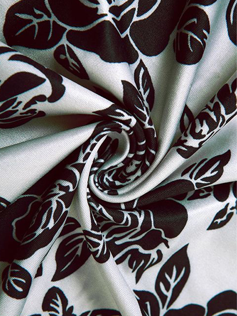 Black Floral Printed Skinny Bodycon Cami Dress