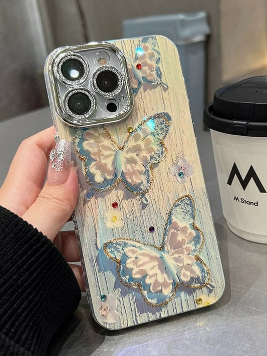 Blue Pink Glitter Butterfly Phone Case