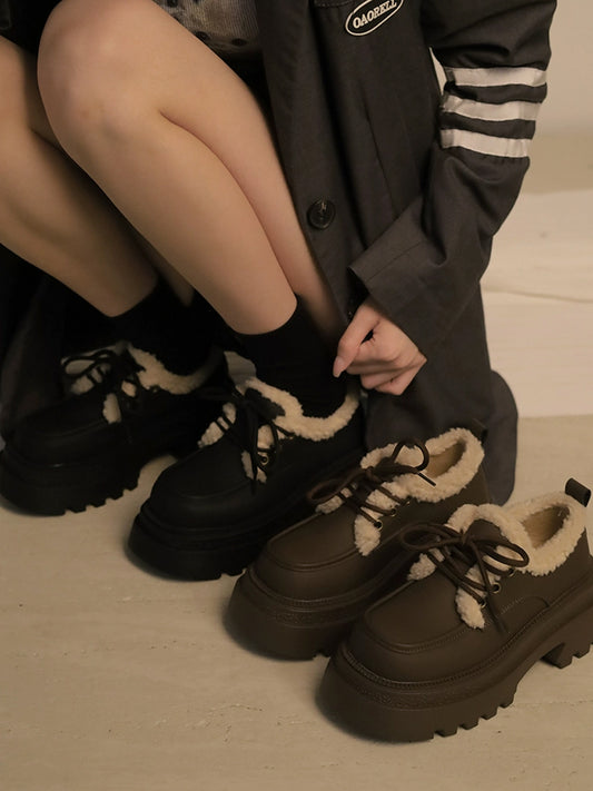 Chunky Heeled Lace-up Pumps