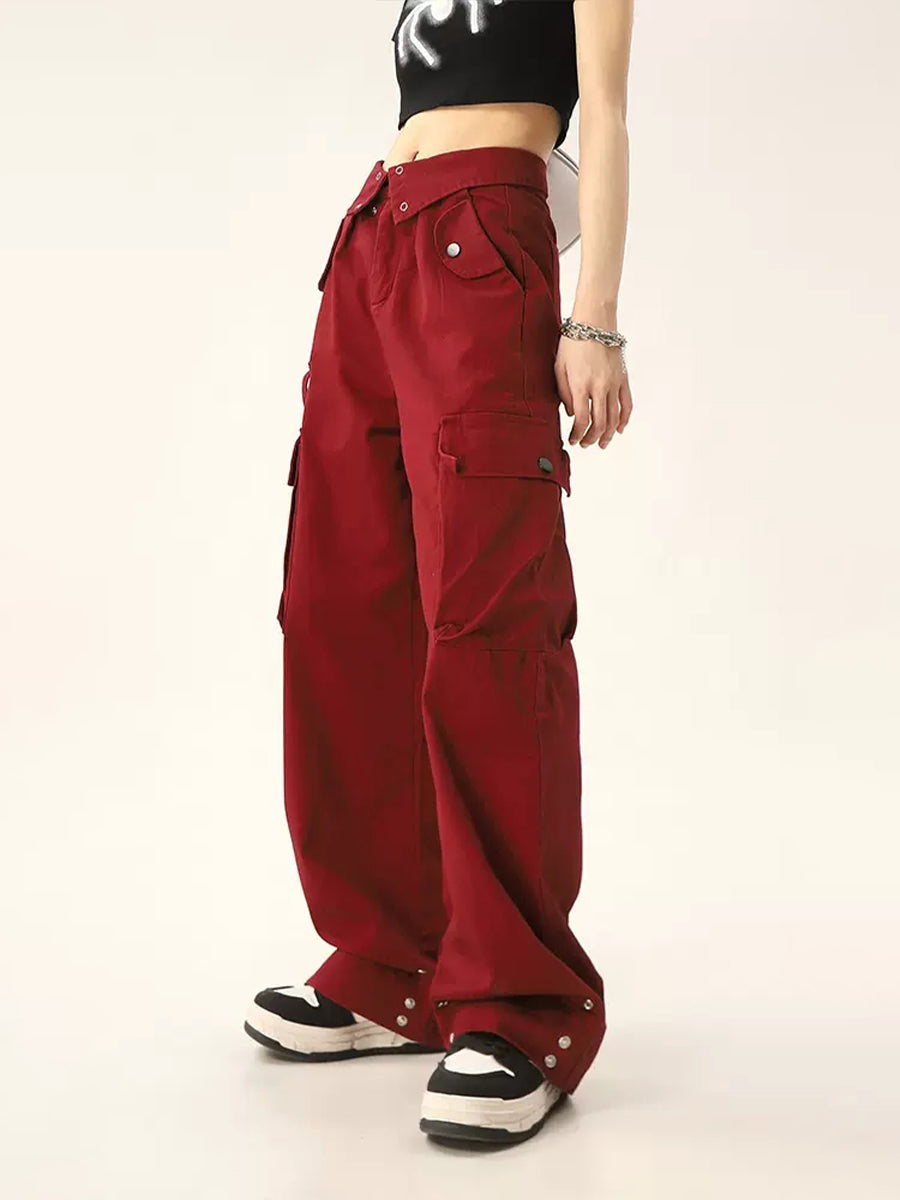 Red Loose Casual Pants