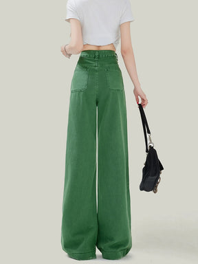 Vintage Green High Waisted Loose Fit Jeans