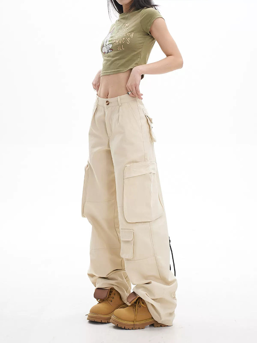 High Waisted Loose Casual Wide Leg Cargo Pants