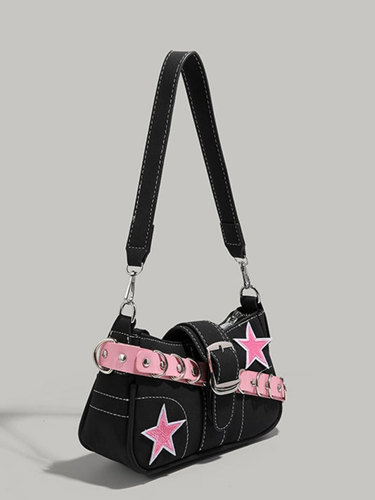 PU Leather Y2K Pink and Black Bag