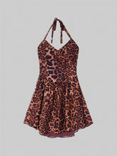 Brown Leopard Print Halter Dress