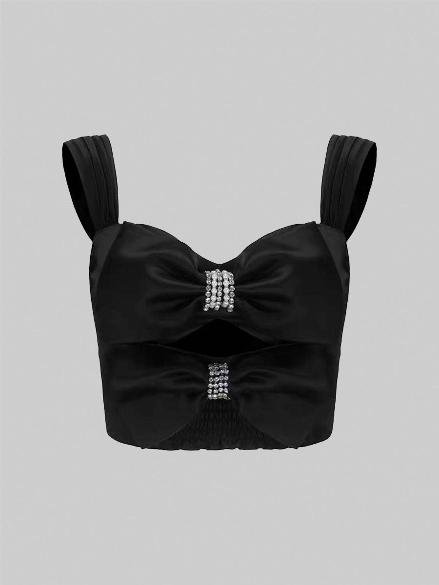 Solid Color Satin Bow Cami Top