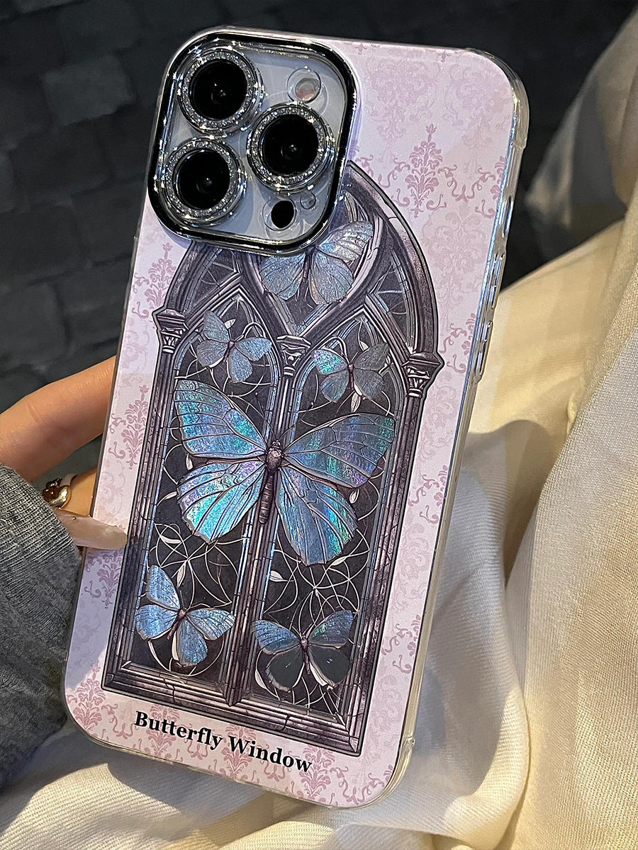 Butterfly Flower Window Mirror Phone Case