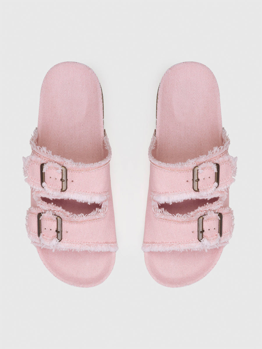 Denim Square Buckle Open Toe Thick Bottom Slippers