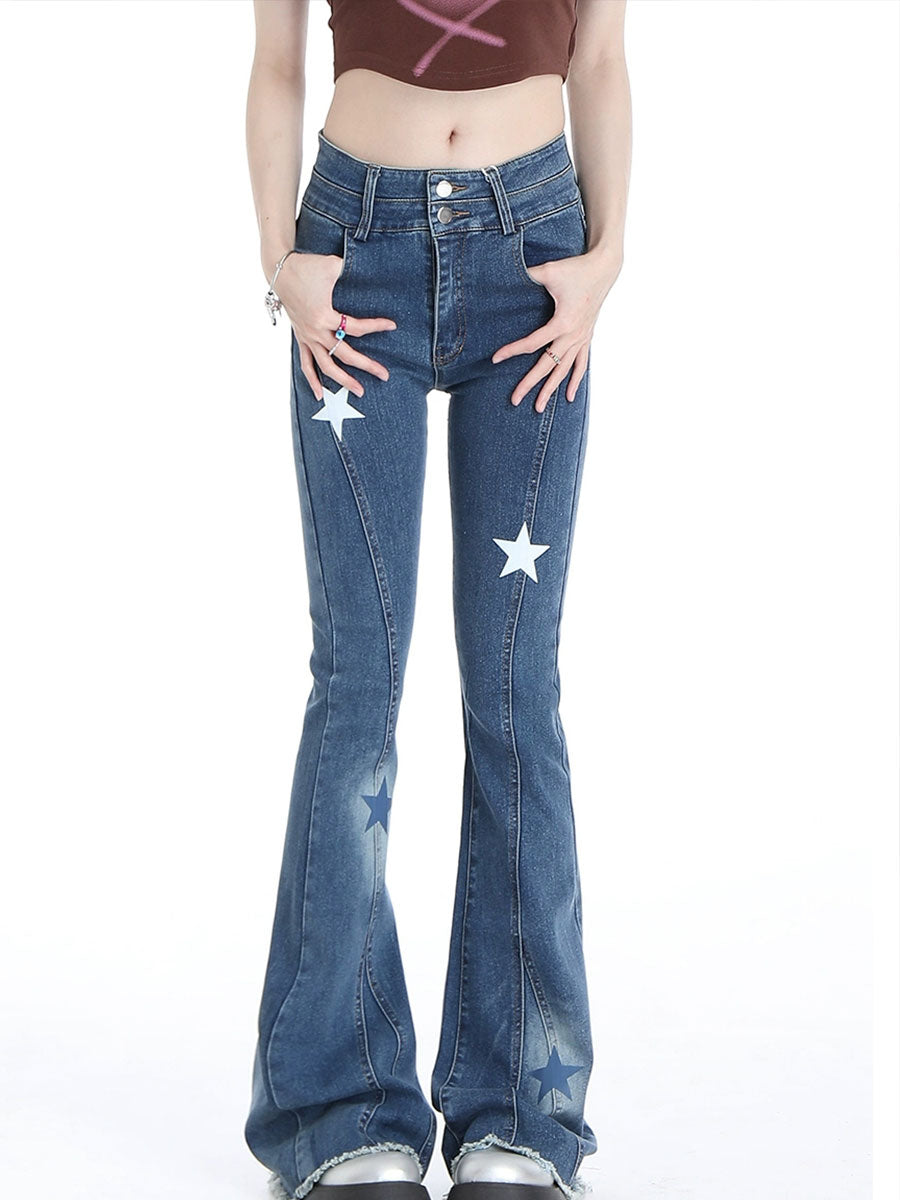 Stars Skinny Wide Leg Jeans