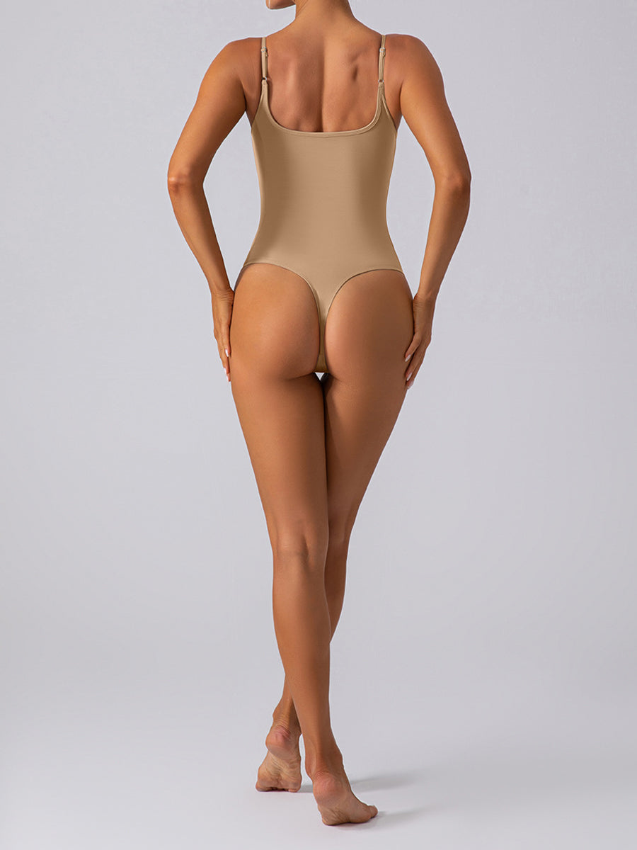 Oversized Solid Color Backless Spaghetti Strap Onesie Bodysuit