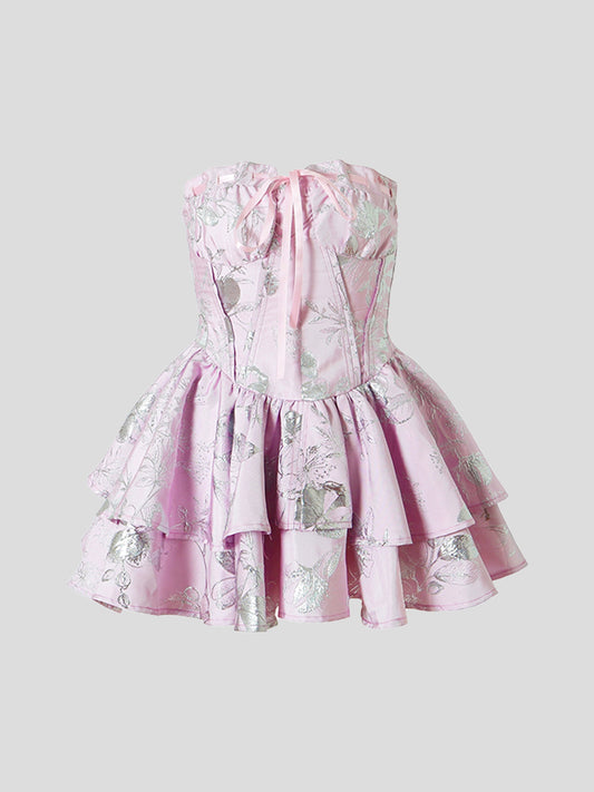 Pink Barbie Shiny Silk Puffy Tube Dress