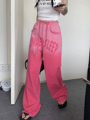 UNDERSLEEP Pink Denim Loose Jeans