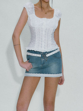 Pure White Lace Short Sleeve Top