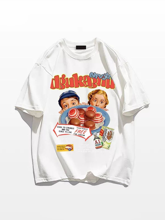 Kids Print Oversize Short Sleeve Top