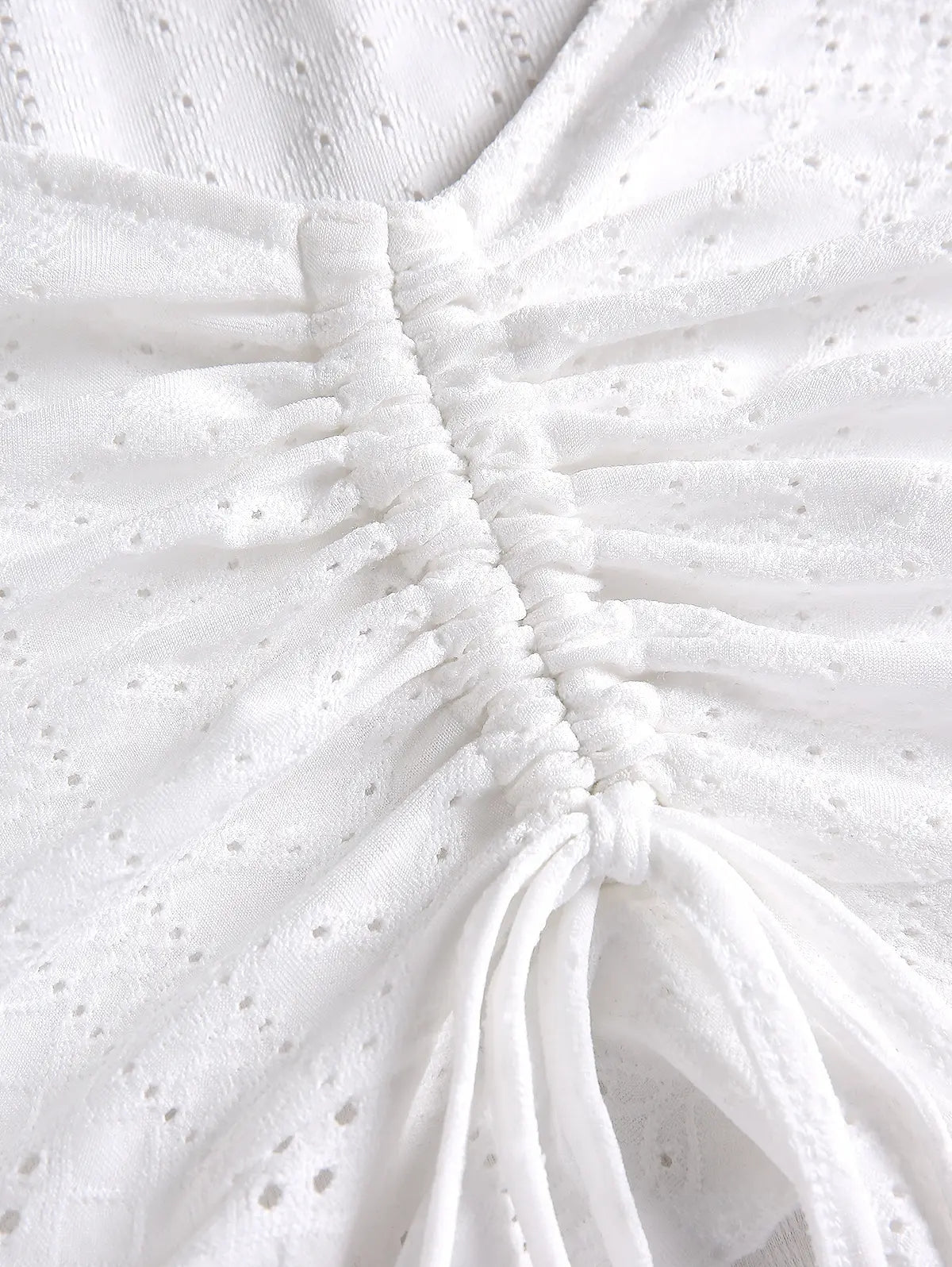 V Neck Ruffle Openwork Cinched Crop Top