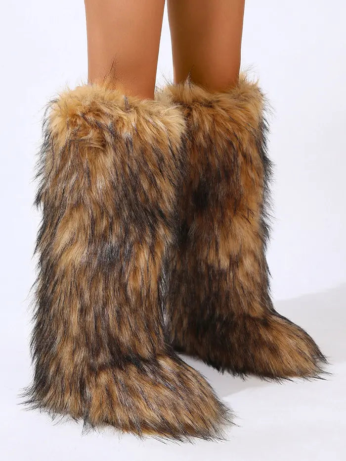 Women's Warmth Thermal Fluffy Faux Fur Mid-calf Snow Boots