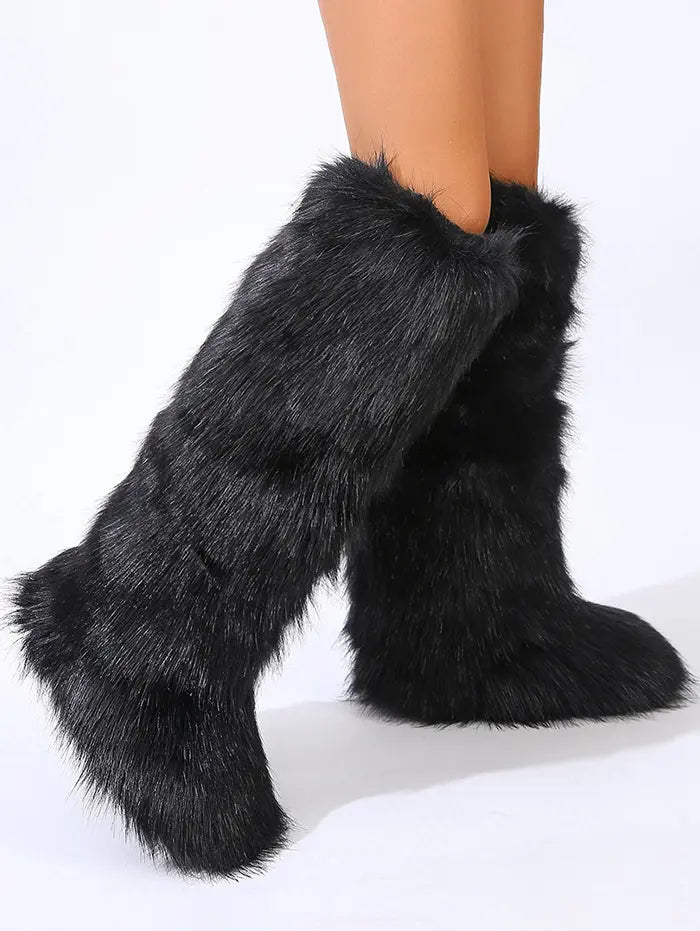 Women's Warmth Thermal Fluffy Faux Fur Mid-calf Snow Boots