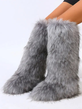 Women's Warmth Thermal Fluffy Faux Fur Mid-calf Snow Boots