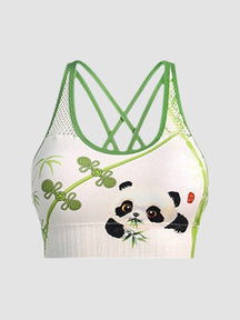 Summer Printed Cross Strap Short Sports And Casual Tank Top With Chest Pads