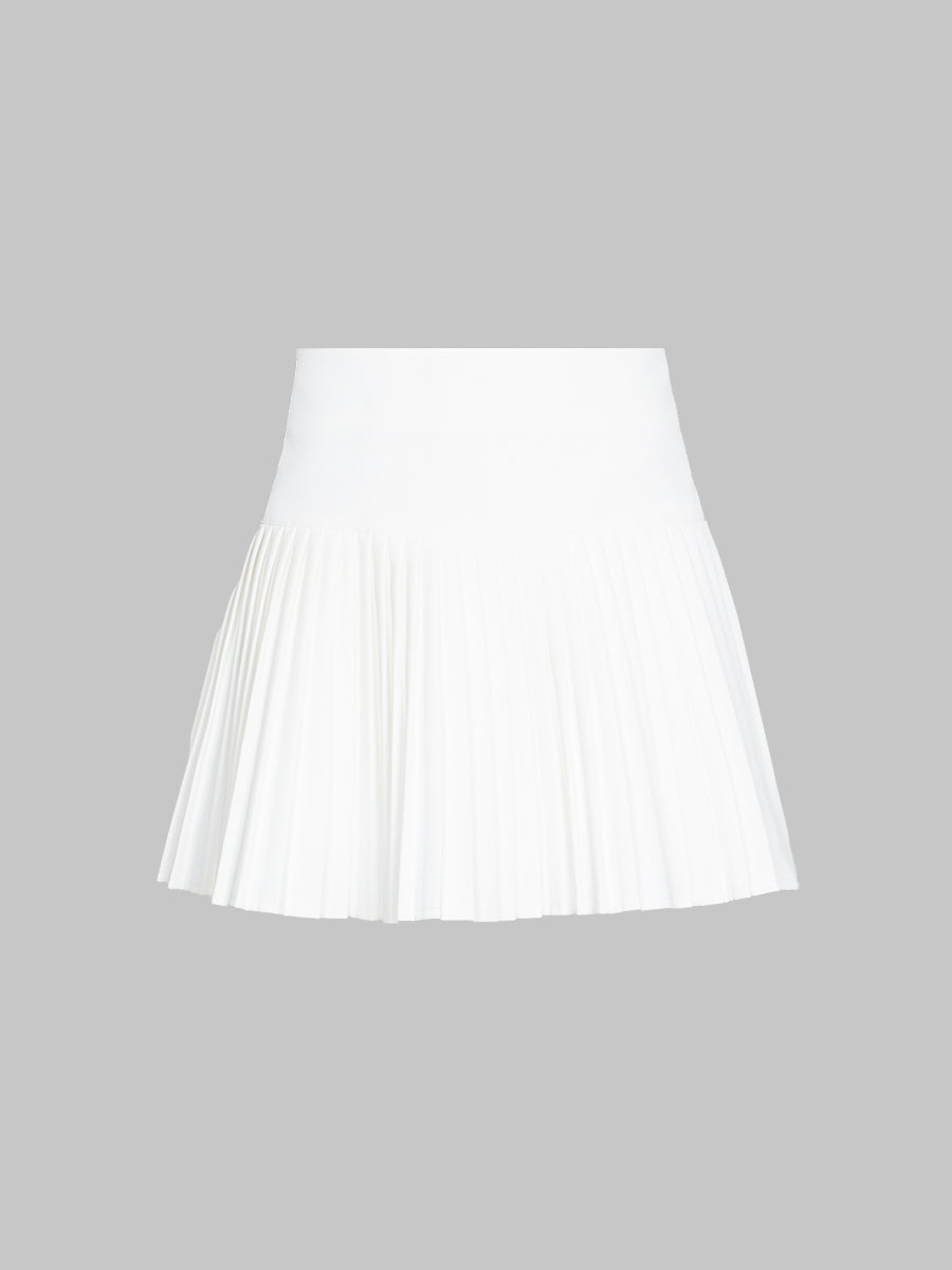 Solid Color Pleated Skirt with Bowknot Waist Chain