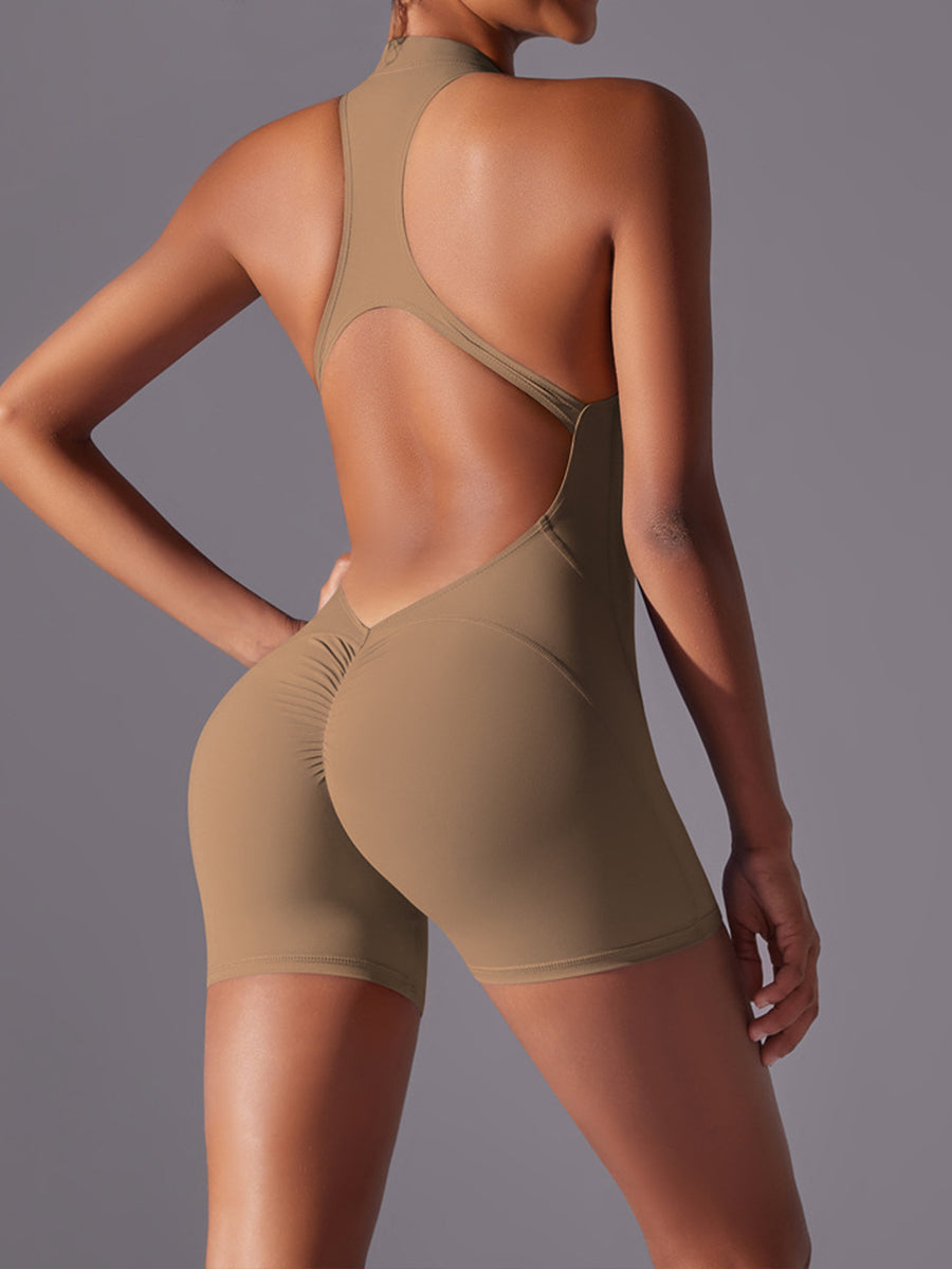 Plain Backless Straps Unitards Skin-Friendly Sleeveless Romper