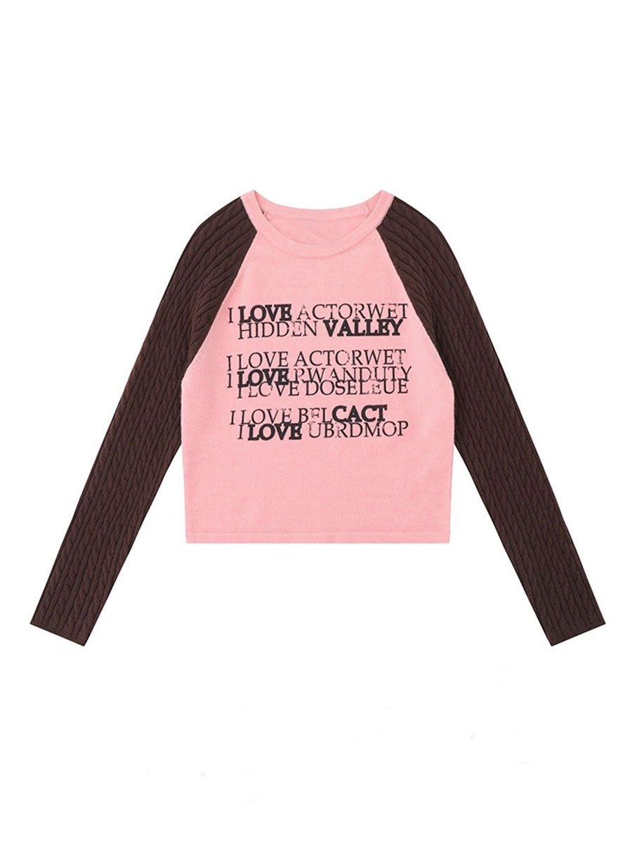 Premium Colorblocking Short High Waist Long Sleeve Knit Sweater Sweater Top