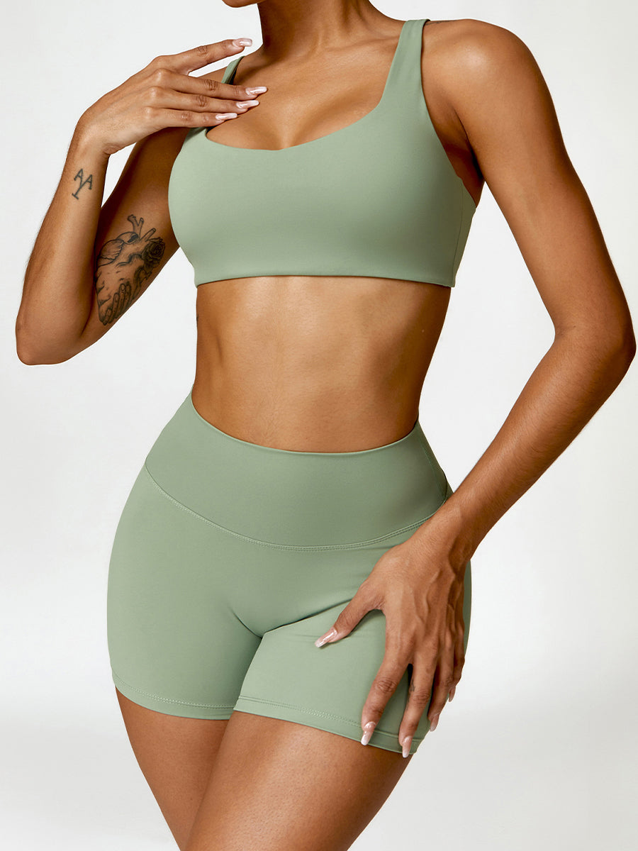 2Pcs Running Shorts Set for Womens Tank Causal Tummy Control Workout Shorts