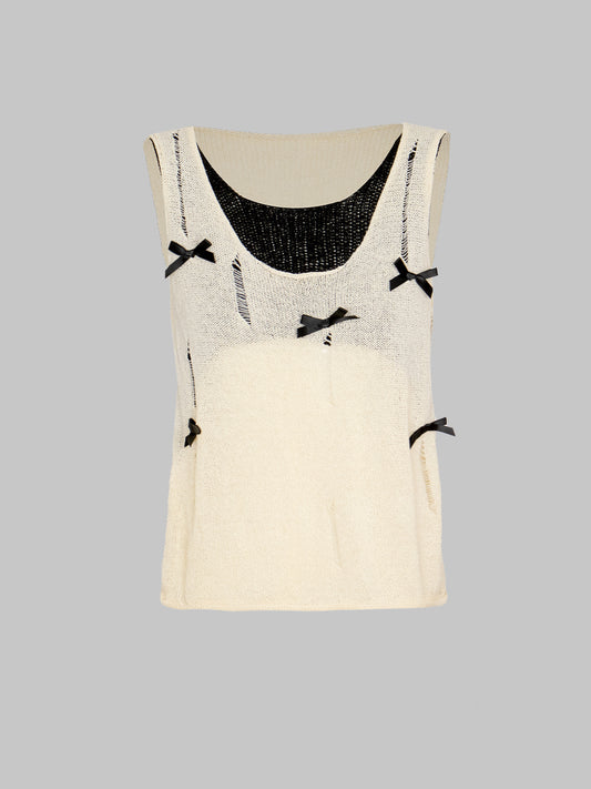 False Two Piece Knit Sleeveless Tank Top