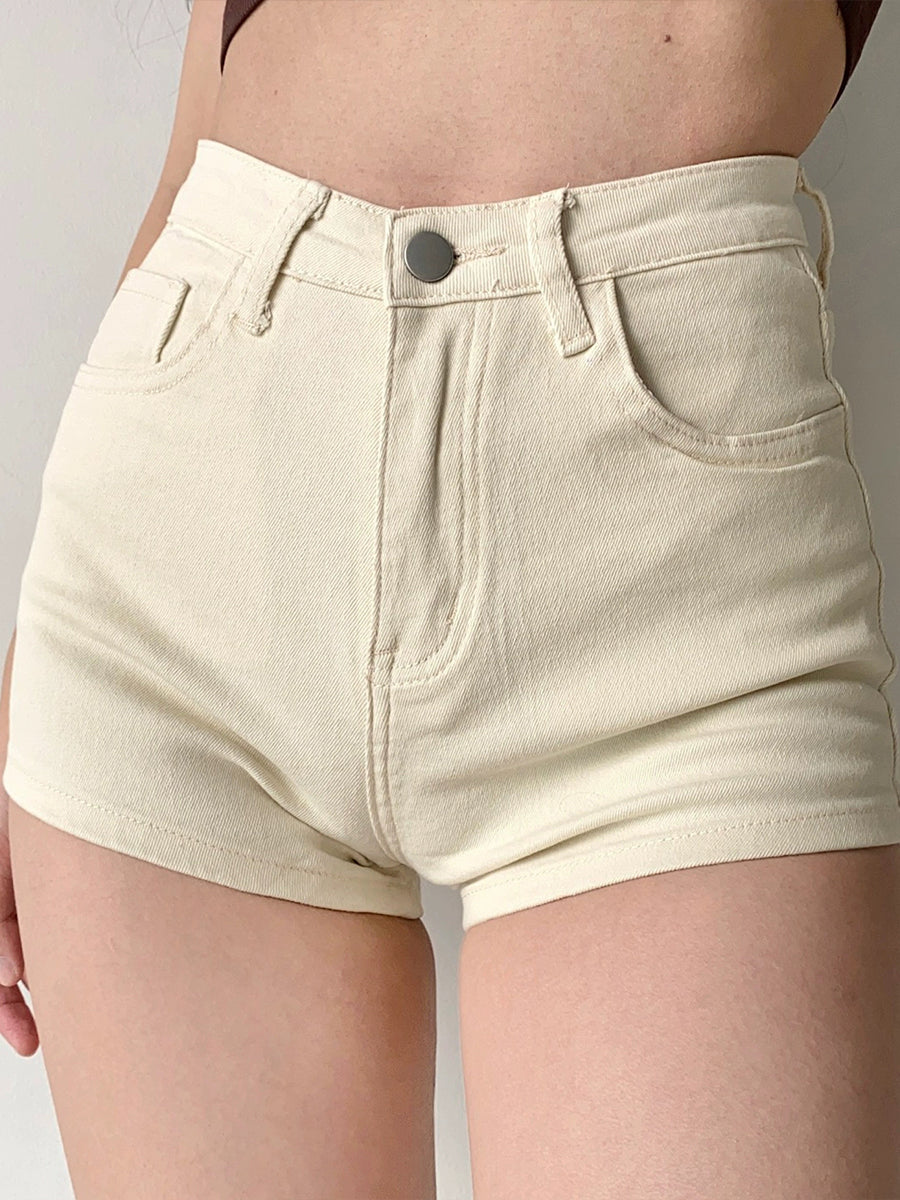 Solid Color Denim Jean Shorts
