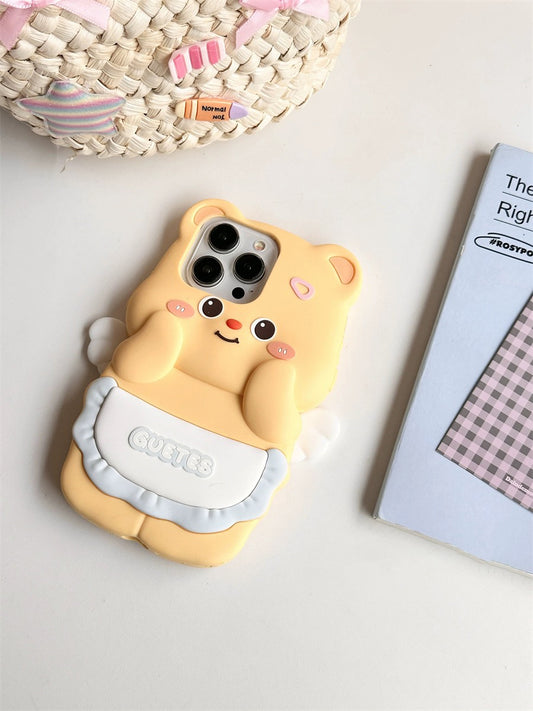 Cute 3D Angel Butter Bear Soft Shell Phone Case