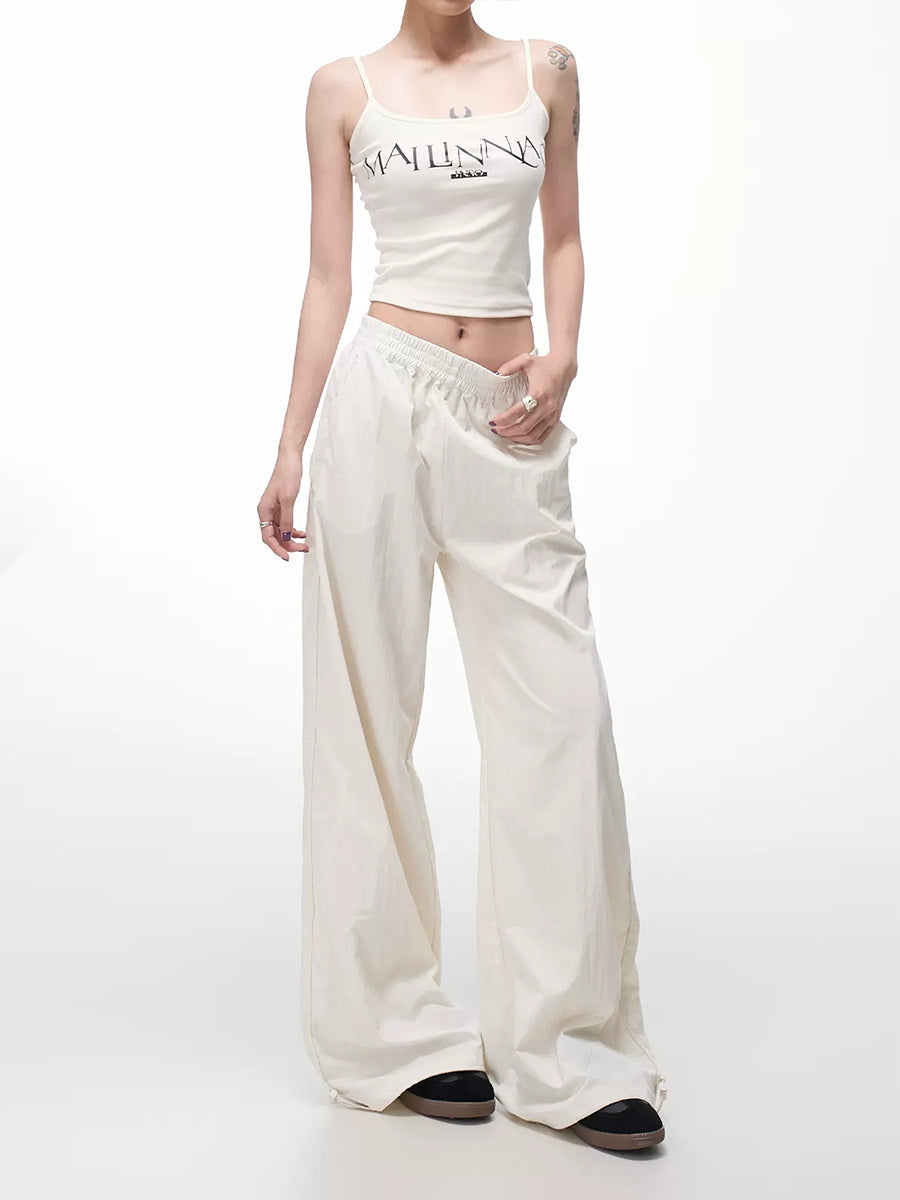 Solid Color Casual Sport High Waist Loose Pants