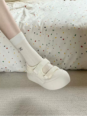 Soft Velcro Mary Jane Chunky Pumps Shoes(No Socks)